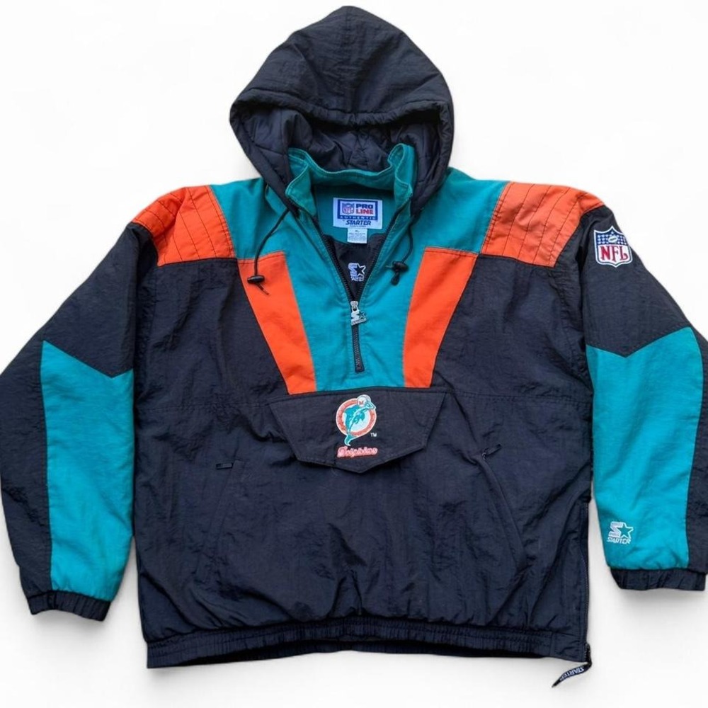 Vintage Starter Miami Dolphins Windbreaker Mens Size XL NFL Pro Line